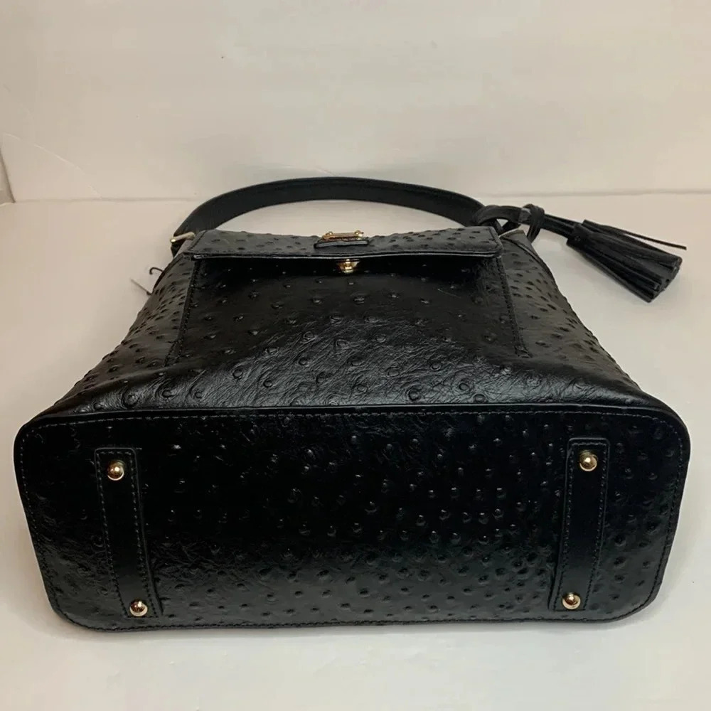 Dooney Bourke Shoulder Bag Hobo Ostrich Leather Black NWT - Picture 8 of 12